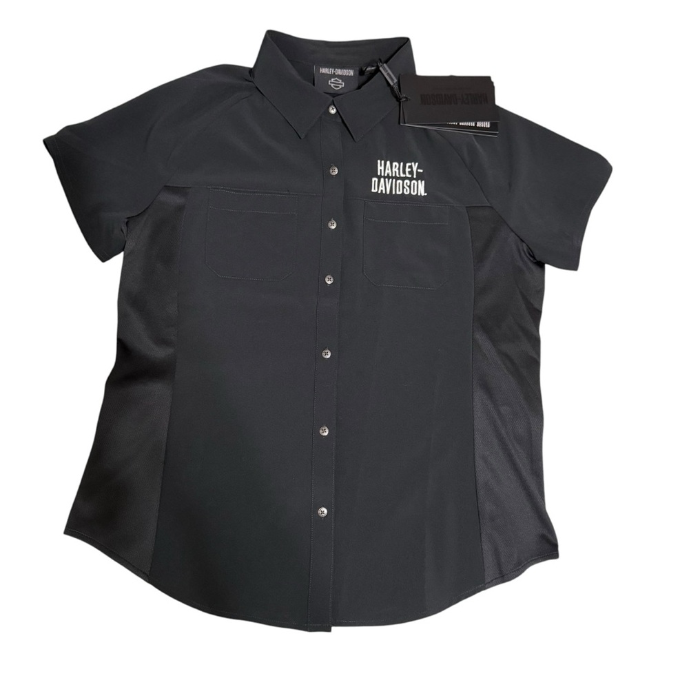 NEW Harley-Davidson Black Cool Vent Button-Up Shirt Medium